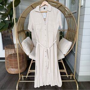 Collared Button-Down Midi Dress